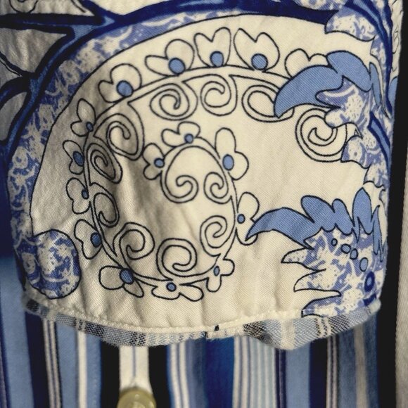 Tailorbyrd Blue Striped Shirt Mens Lg Flip Cuff Cotton - Picture 5 of 9